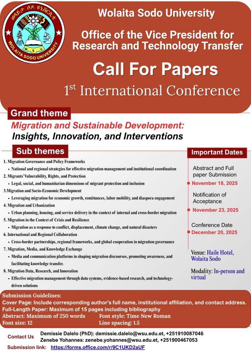 Call for Papers: 1st International Conference on Migration and Sustainable Development