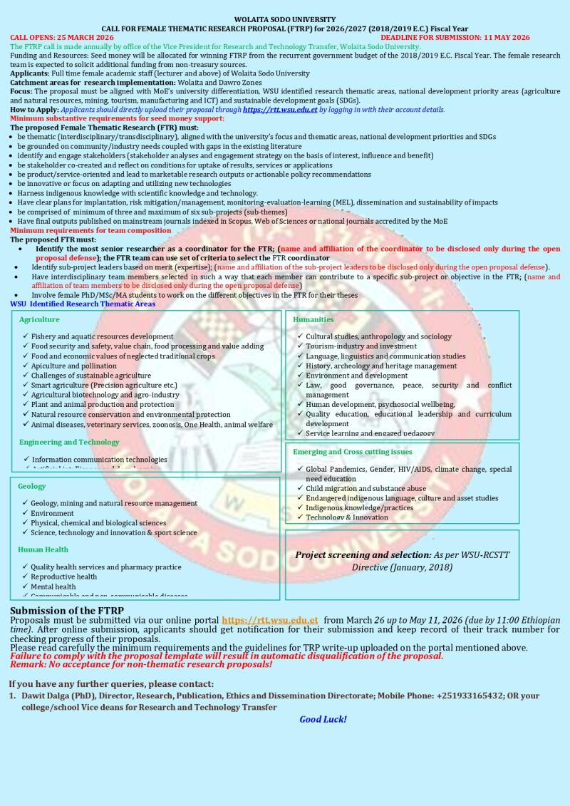 Call for Female Thematic Research Proposal